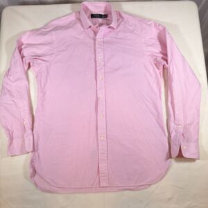 Polo Ralph Lauren Shirt Mens Pink White 16 40/41 Gingham Check Button Down